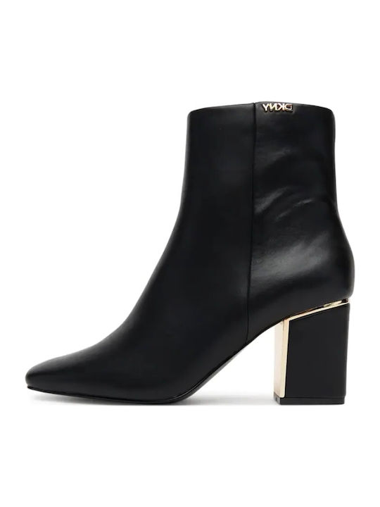 Cianna Leather Women's Ankle Boots with Medium Heel Black