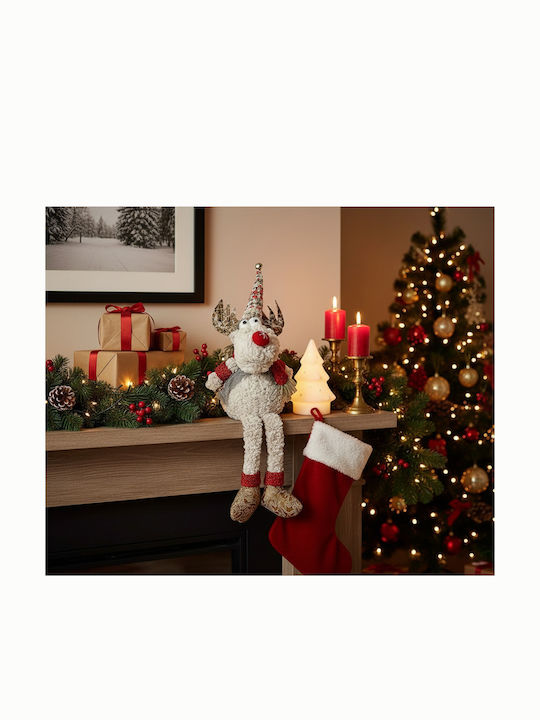 XMASfest De Crăciun Din țesătură Figurină Ren Alb Înălțime 50cm.