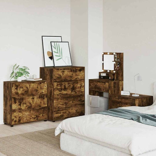 Wooden Chest of Drawers Smoked Oak 80x31x81cm