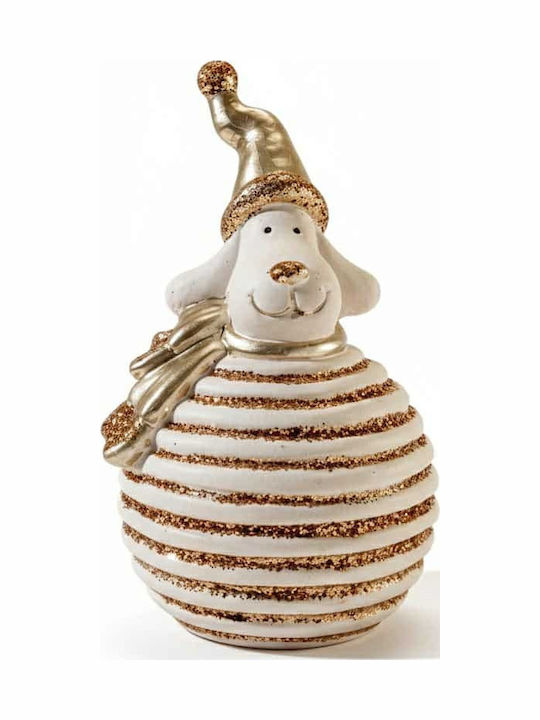 Zen Collection Χριστουγεννιάτικη Κεραμική Φιγούρα Σκυλάκι Πορτοκαλί Ύψους 16.5εκ.