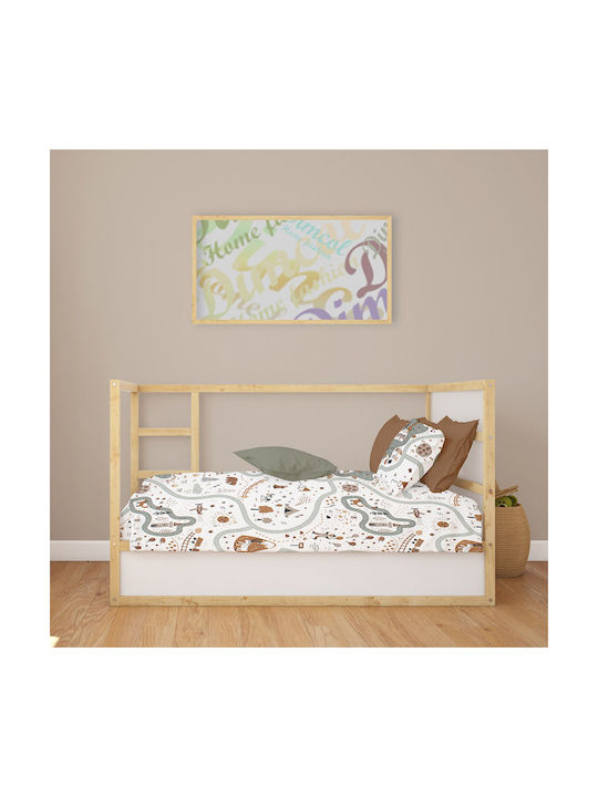 Dimcol Бебешки Чаршаф За Количка Памук с Ластик Зелен 70x140бр