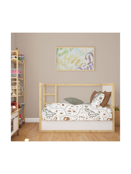 Dimcol Бебешки Чаршаф За Количка Памук с Ластик Зелен 70x140бр