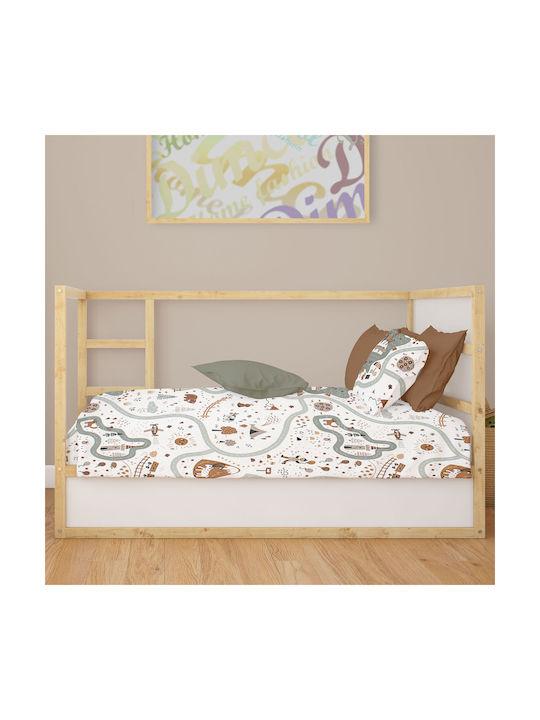 Dimcol Бебешки Чаршаф За Количка Памук с Ластик Зелен 70x140бр