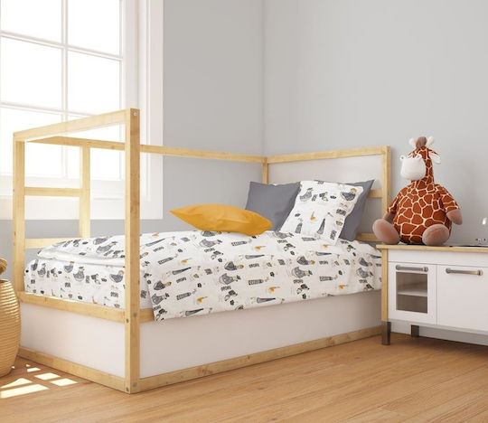 Dimcol Baby Sheet Crib Cotton Fitted Gray 70x140cm