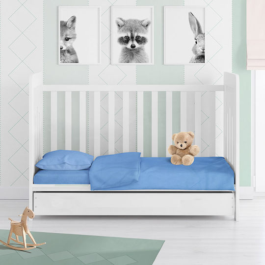 Dimcol Bebe Solid Бебешки Чаршаф За Количка Памук с Ластик Светлосин 70x140бр