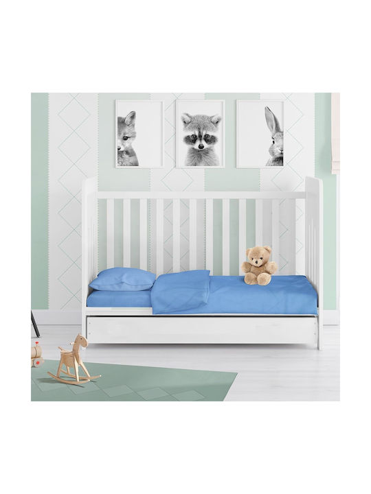 Dimcol Bebe Solid Бебешки Чаршаф За Количка Памук с Ластик Светлосин 70x140бр