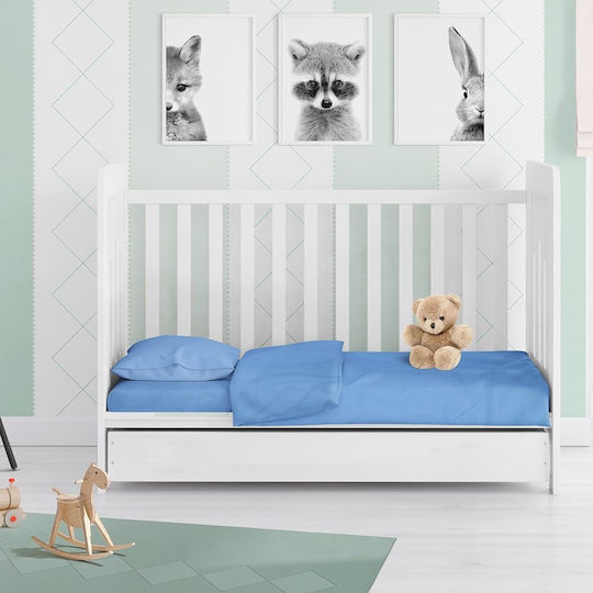 Dimcol Bebe Solid Бебешки Чаршаф За Количка Памук с Ластик Светлосин 70x140бр