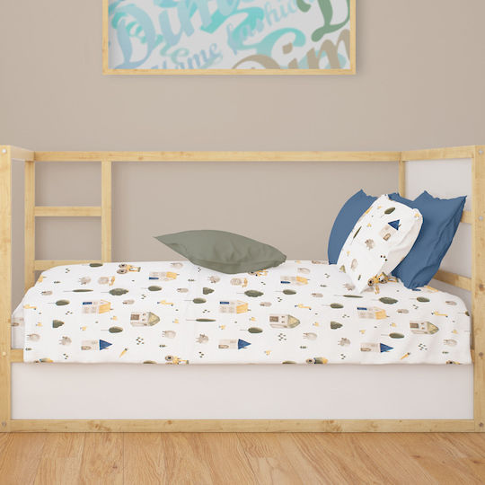 Dimcol Baby Sheet Crib Cotton Fitted Green 70x140cm