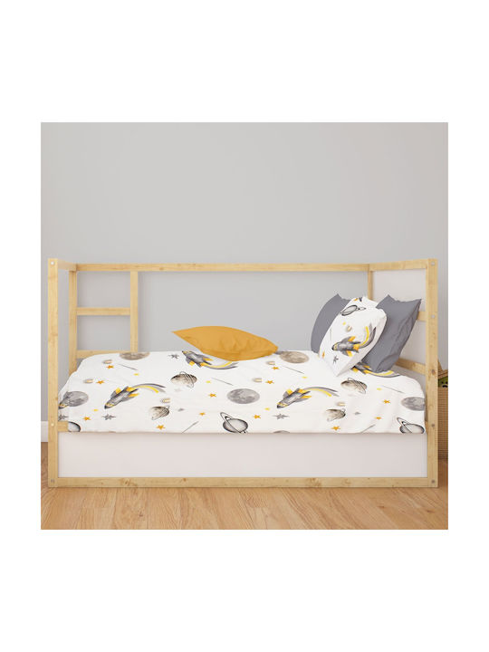 Dimcol Space Бебешки Чаршаф За Количка Памук с Ластик Сив 70x140бр