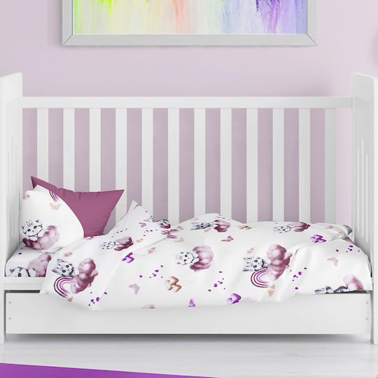 Dimcol Baby Bettlaken Für Wiege Baumwolle Mauve Lila 80x110cm