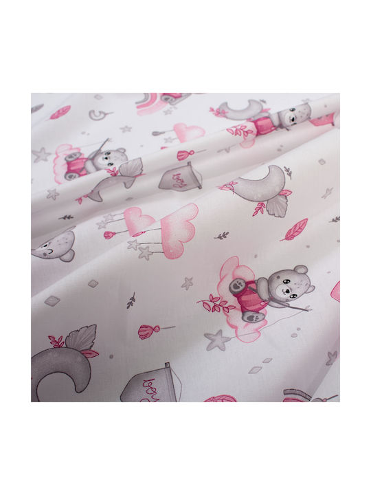 Dimcol Cloudy Bear Бебешки Чаршаф За Количка Памук Розов 80x110бр