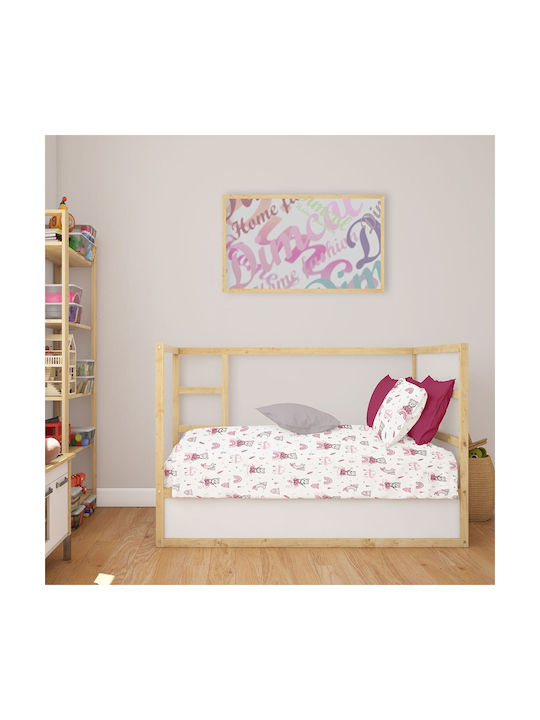 Dimcol Cloudy Bear Бебешки Чаршаф За Количка Памук Розов 80x110бр