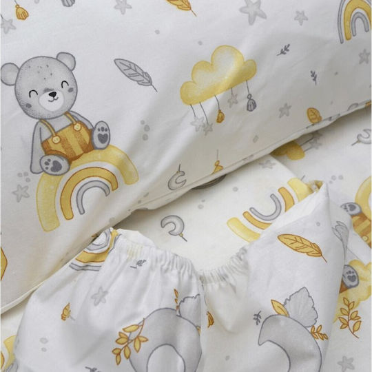 Ninetta Bebe Baby Sheets Set Crib Cotton Yellow 70x140cm 3pcs