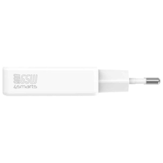 4Smarts Φορτιστής Χωρίς Καλώδιο GaN με 2 Θύρες USB-C 65W Power Delivery Λευκός (PDPlug Slim Dual)