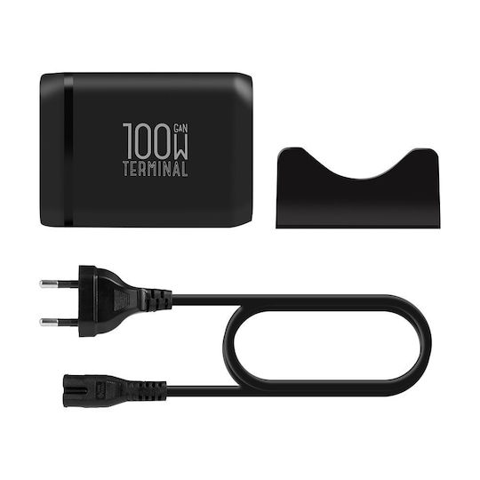 Obal:Me Charging Stand GaN with 2 USB-A Ports and 4 USB-C Ports 100W Power Delivery in Black color (Terminal)