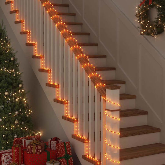 Christmas Light Tube Warm White Battery 120 Light Bulbs 5m IP44