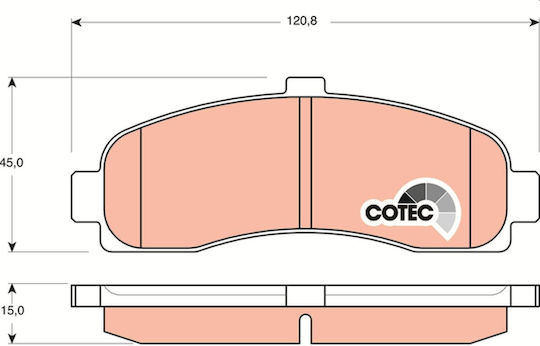 Set Plăcuțe De Frână Partea Din Față Șurub Ghid Etrier Suplimente Nissan Micra Ii 1.0-1.5d 08.92-02.03 Trw 45mm 120.8mm 15mm