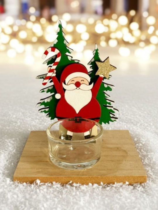+Efo Christmas Wood Candlestick 12x10cm