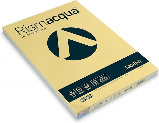 Favini 125 Φύλλα Rismacqua 200g/m2 Mix 8 Απαλά Χρώματα 29,7x42 A3