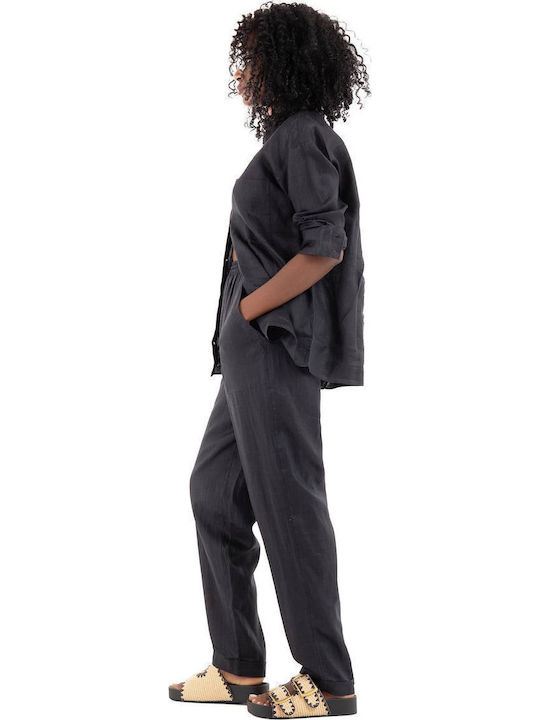 Damen Stoff Hose Black