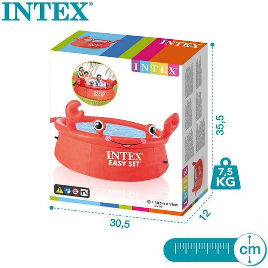 Intex Easy Set Happy Crab Παιδική Στρογγυλή Πισίνα 880lt Φουσκωτή 183x51εκ. Κόκκινη