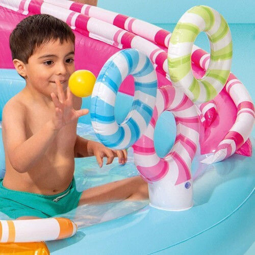 Intex Candyfun Play Center Children's Round Swimming Pool PVC 165lt Inflatable 170x122cm Light Blue