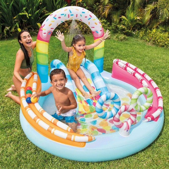 Intex Candyfun Play Center Children's Round Swimming Pool PVC 165lt Inflatable 170x122cm Light Blue
