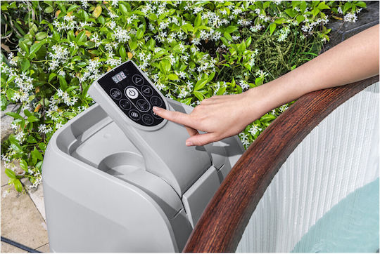 Bestway Στρογγυλή Πισίνα 1.123lt Φουσκωτή με Υδρομασάζ 180x66εκ. Καφέ