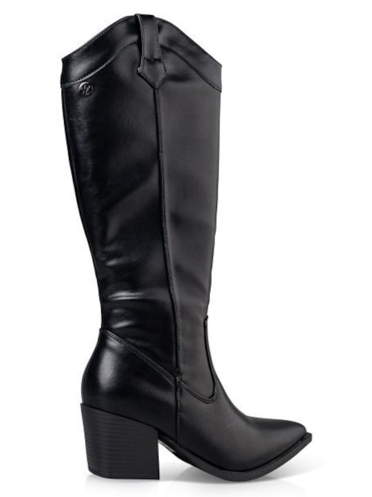 Synthetic Leather Cowboy Boots Black
