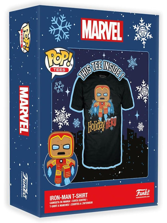 Funko Pop! Tees Marvel: Marvel - Gingerbread Iron Man (M) Turtă dulce (L)