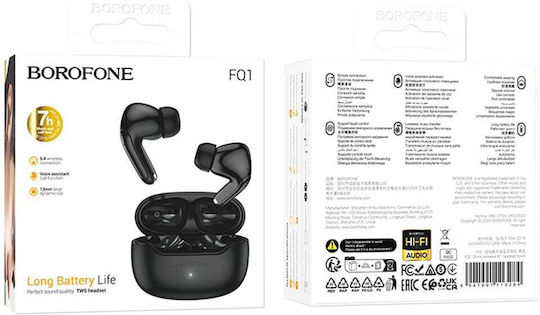 Borofone FQ1 Shine In-ear Bluetooth Handsfree Ακουστικά με Θήκη Φόρτισης Μαύρα