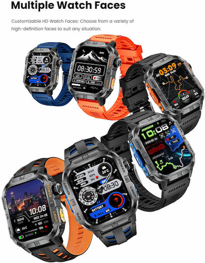 Microwear GTH3 Stainless Steel Smartwatch with Heart Rate Monitor (Black)