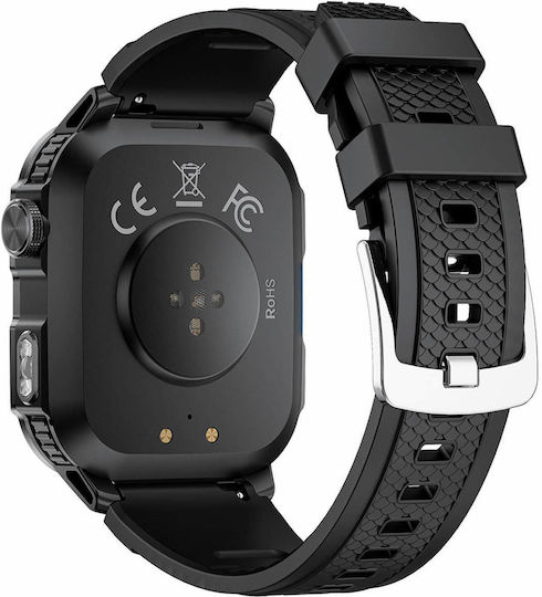 Microwear GTH3 Stainless Steel Smartwatch with Heart Rate Monitor (Black)