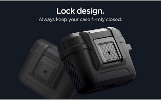 Spigen Lock Fit Case Silicone / Plastic with Hook in Black color for Apple AirPods Pro 3