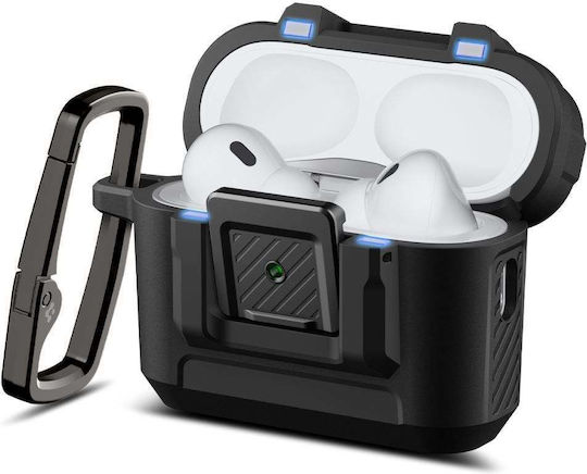 Spigen Lock Fit Case Silicone / Plastic with Hook in Black color for Apple AirPods Pro 3