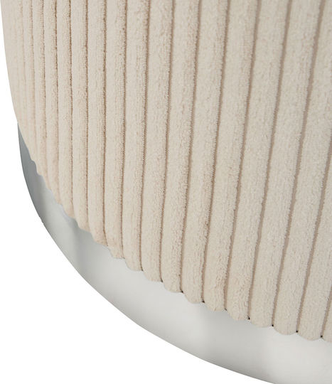 Σκαμπό Σαλονιού Επενδυμένο με Βελούδο A-s Sylia Ivory 38x38x38εκ.