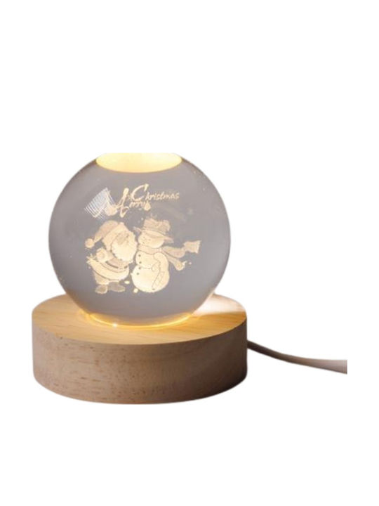 Illuminated Ball 6cm Christmas Figure Snowman Santa Claus USB 6 Warm White SMD LED Base 7cm Power Extension 70cm IP20 Eurolamp 600-47059