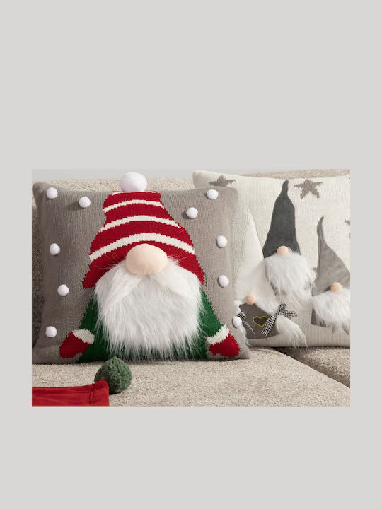 Nef-Nef Homeware Christmas Decorative Square Pillowcase Pom Poms Gray 40x40cm