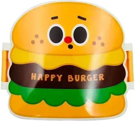 Cutie de Prânz pentru Copii din Plastic cu 3 Compartimente Hamburger