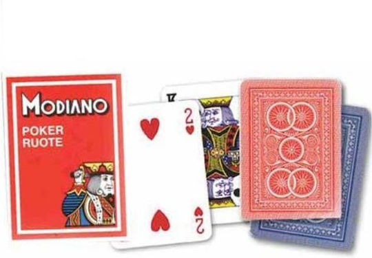 Modiano Ruote Playing Cards Laminated for Poker Red