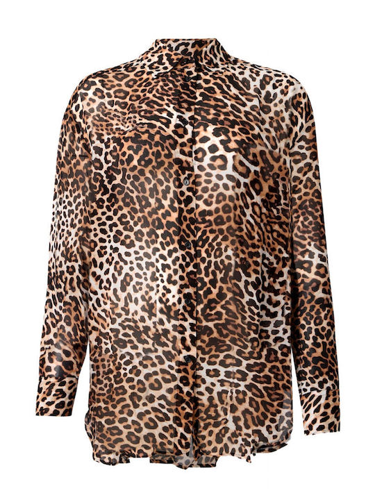 Μακρυμάνικο Γυναικείο Πουκάμισο Leopard Print
