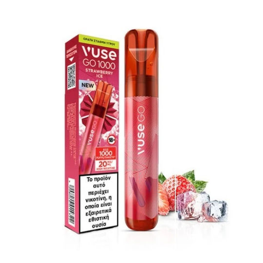 Vuse Go Disposable E-Cigarette 700 Puffs Strawberry Ice 2ml 20mg Red 20mg/ml