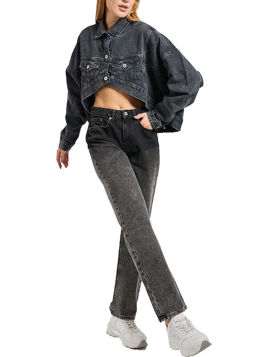 Women's Crop Jean Jacket for Spring or Autumn Denim