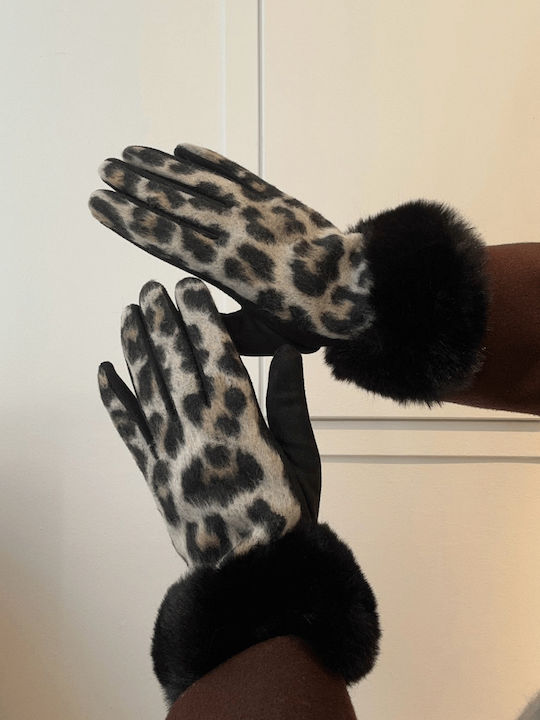 Women's Fleece Gloves with Fur Gray Women's Fleece Gloves with Fur Gray