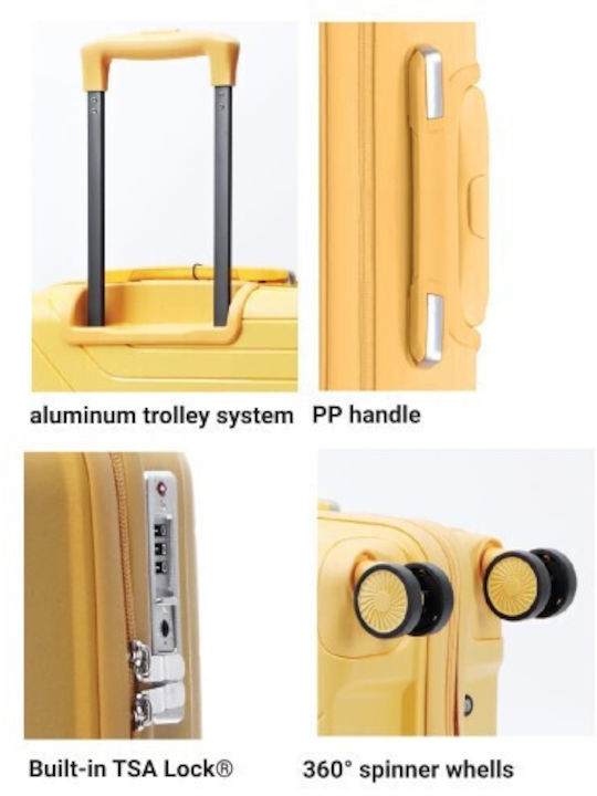 Nautica Large Hard Yellow Suitcase With 4 Wheels Height 75cm