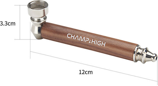 Metallpfeife Champ Holzbeschichtung Hellbraun 12cm