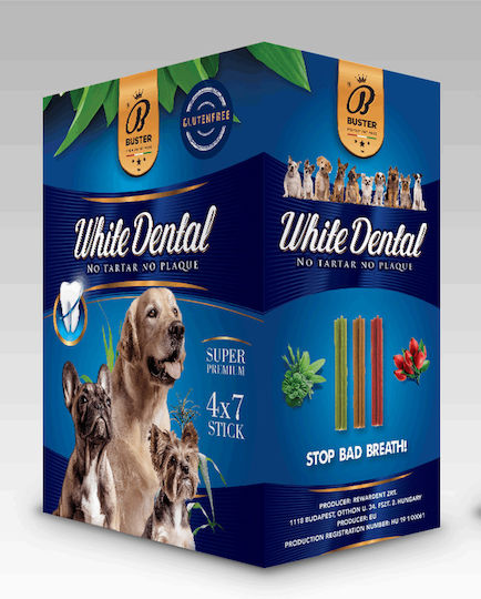 Buster Dent Premium Dental Sticks Beef Dog Dental Stick against Bad Breath for Large Breeds 180gr 28pcs