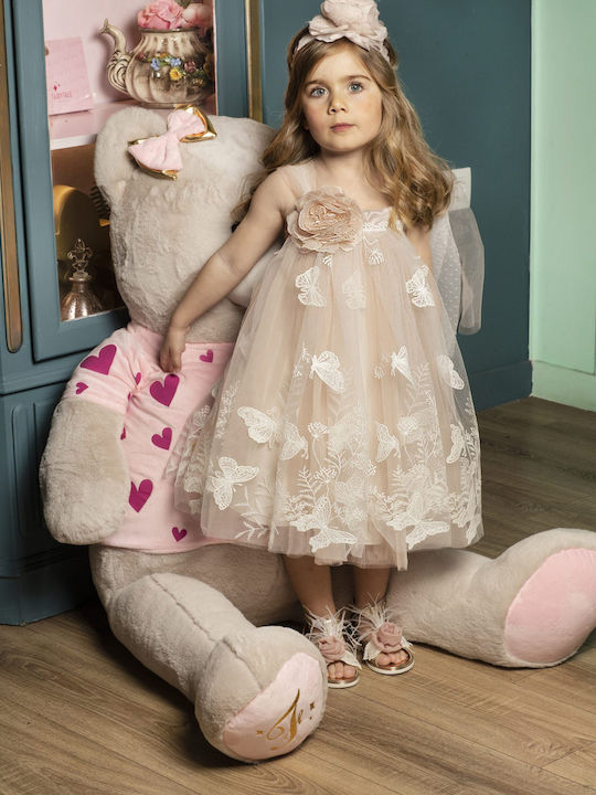 Dolce Bambini Розова Рокля За Кръщене От Дантела