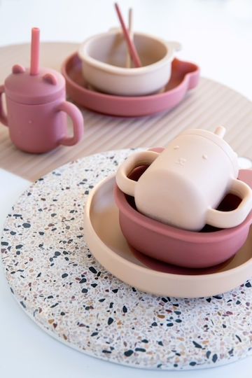 Petit Monkey Παιδικό Πιάτο Φαγητού από Σιλικόνη Bear Honey Peach