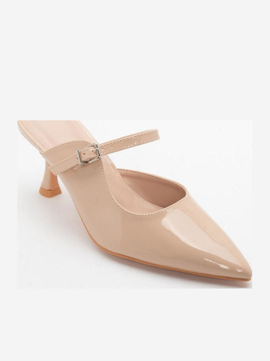 Women's Mules with Thin High Heel in Pink Color